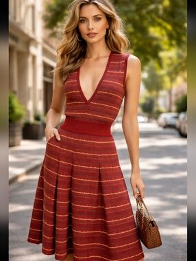 Vintage Made In Italy Knit Vest Skirt Set Red Sleeveless Top